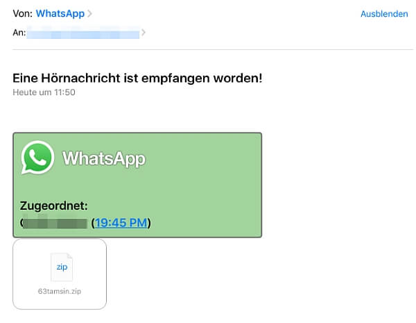 Gefälschte WhatsApp-Nachricht © mimikama.at